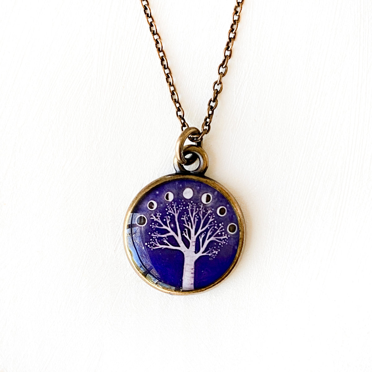Moon Phase Bronze Necklace