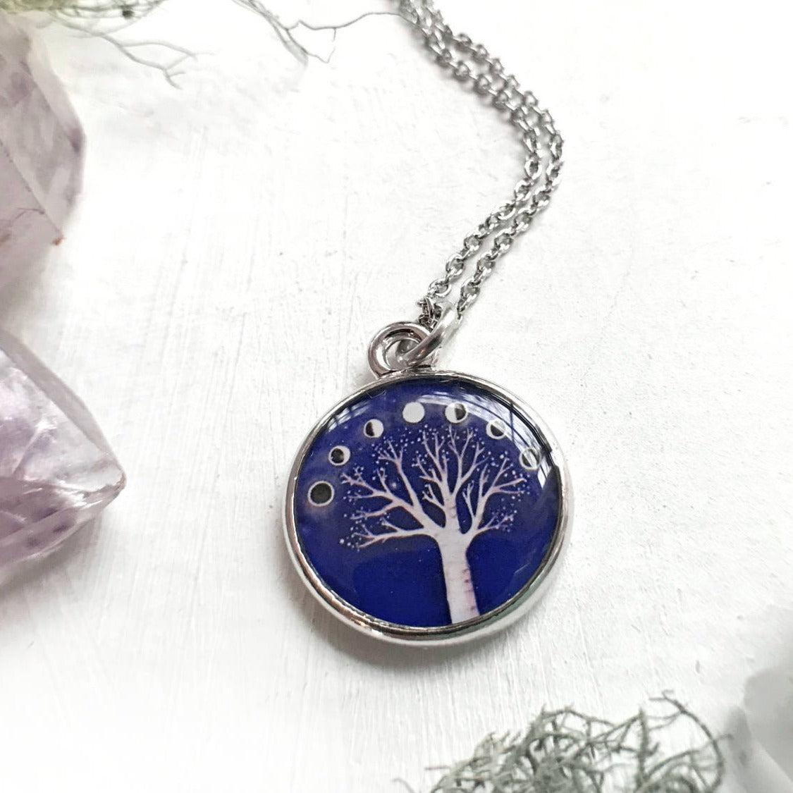 Moon Phase Silver Necklace