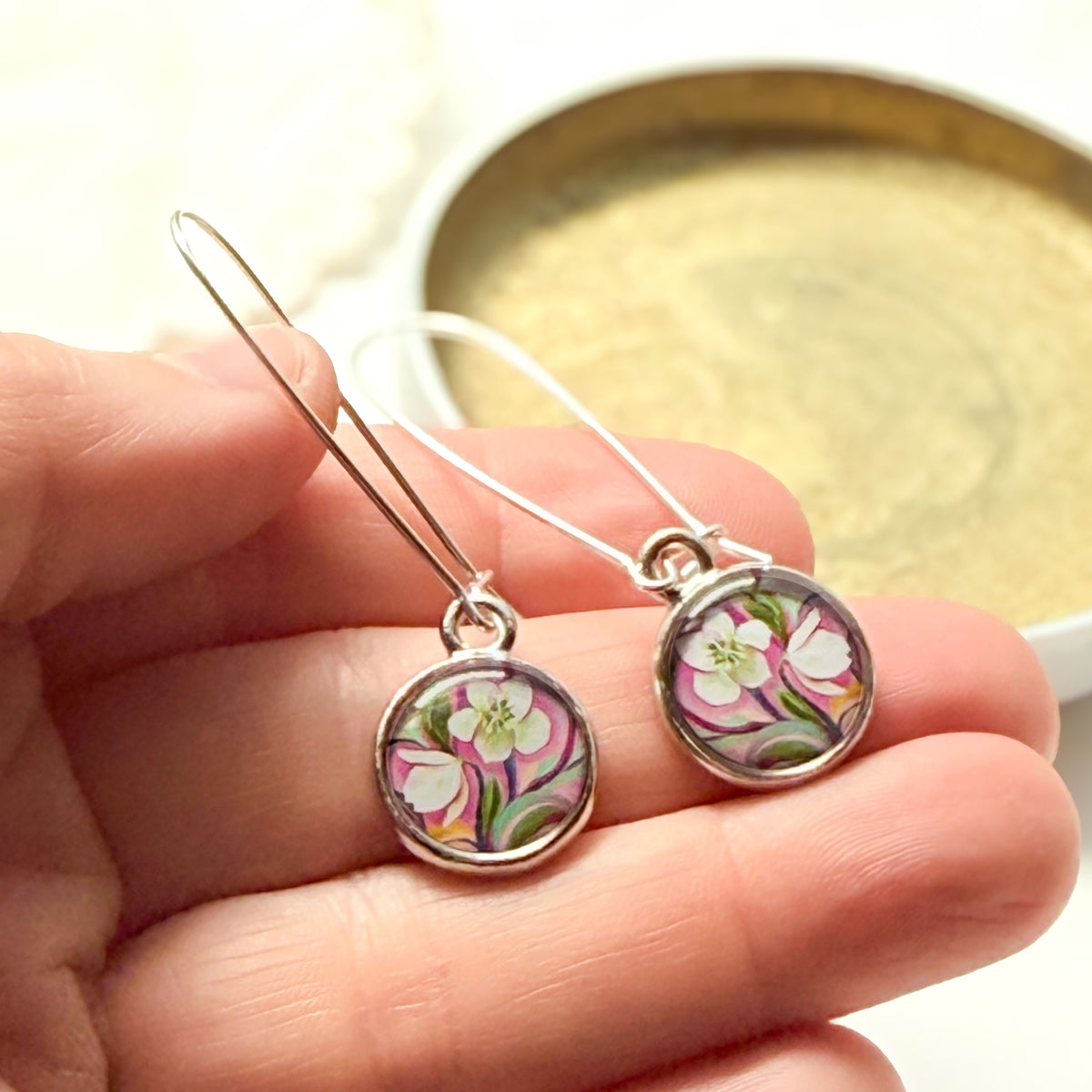 Lenten Rose Silver Earrings