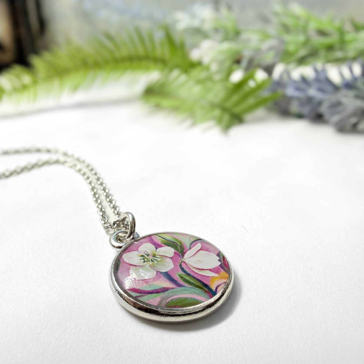Lenten Rose Silver Necklace