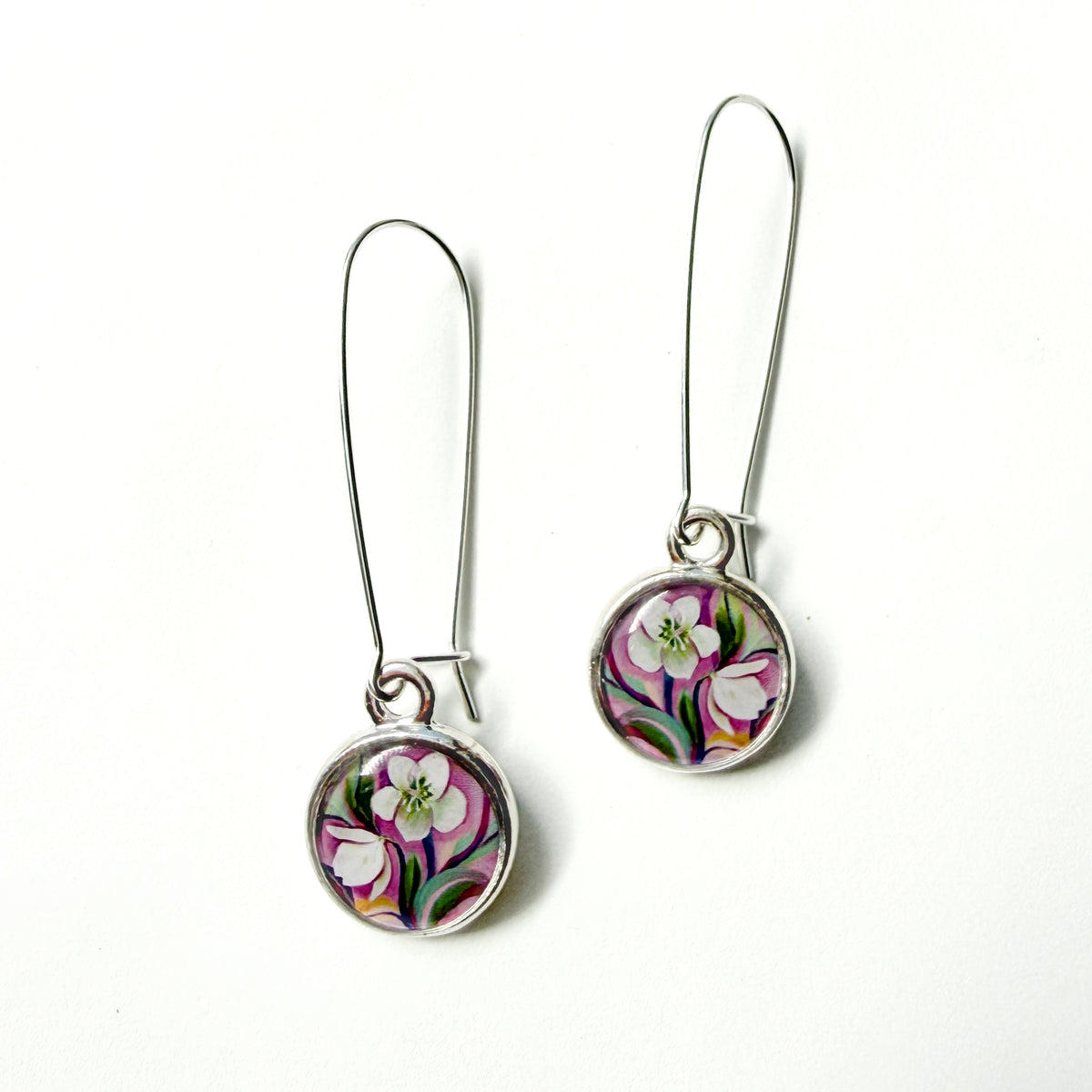 Lenten Rose Silver Earrings