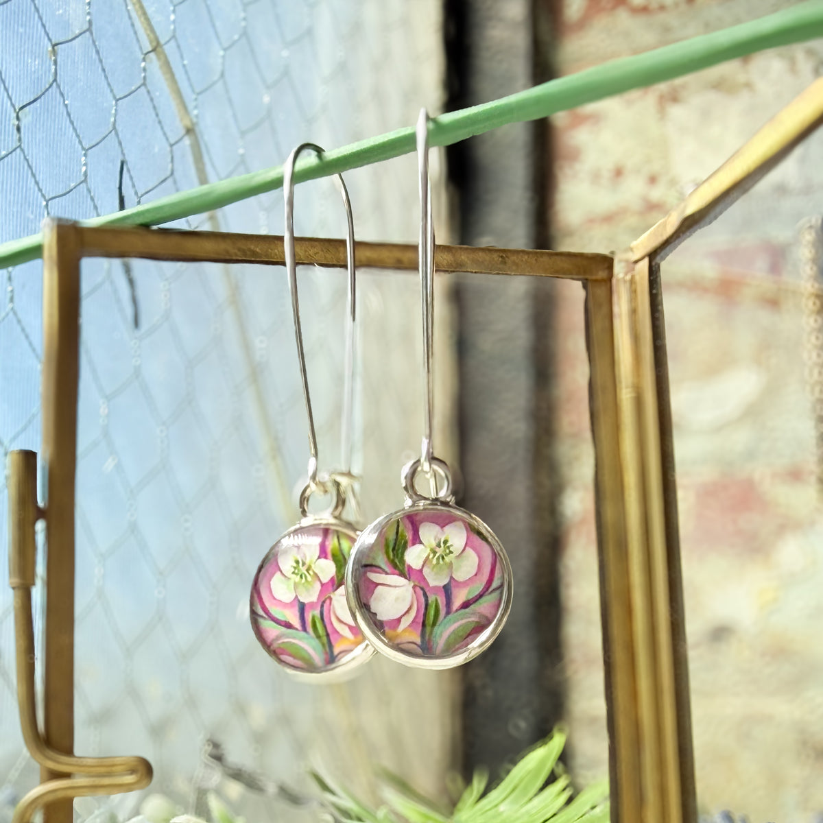 Lenten Rose Silver Earrings