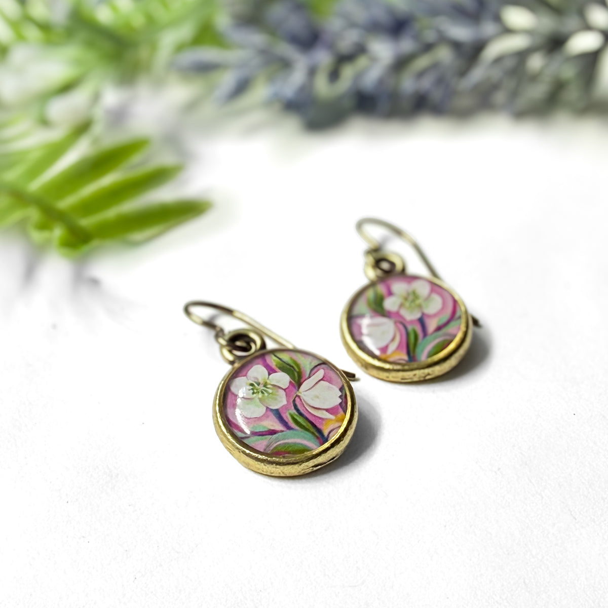 Lenten Rose Bronze Earrings