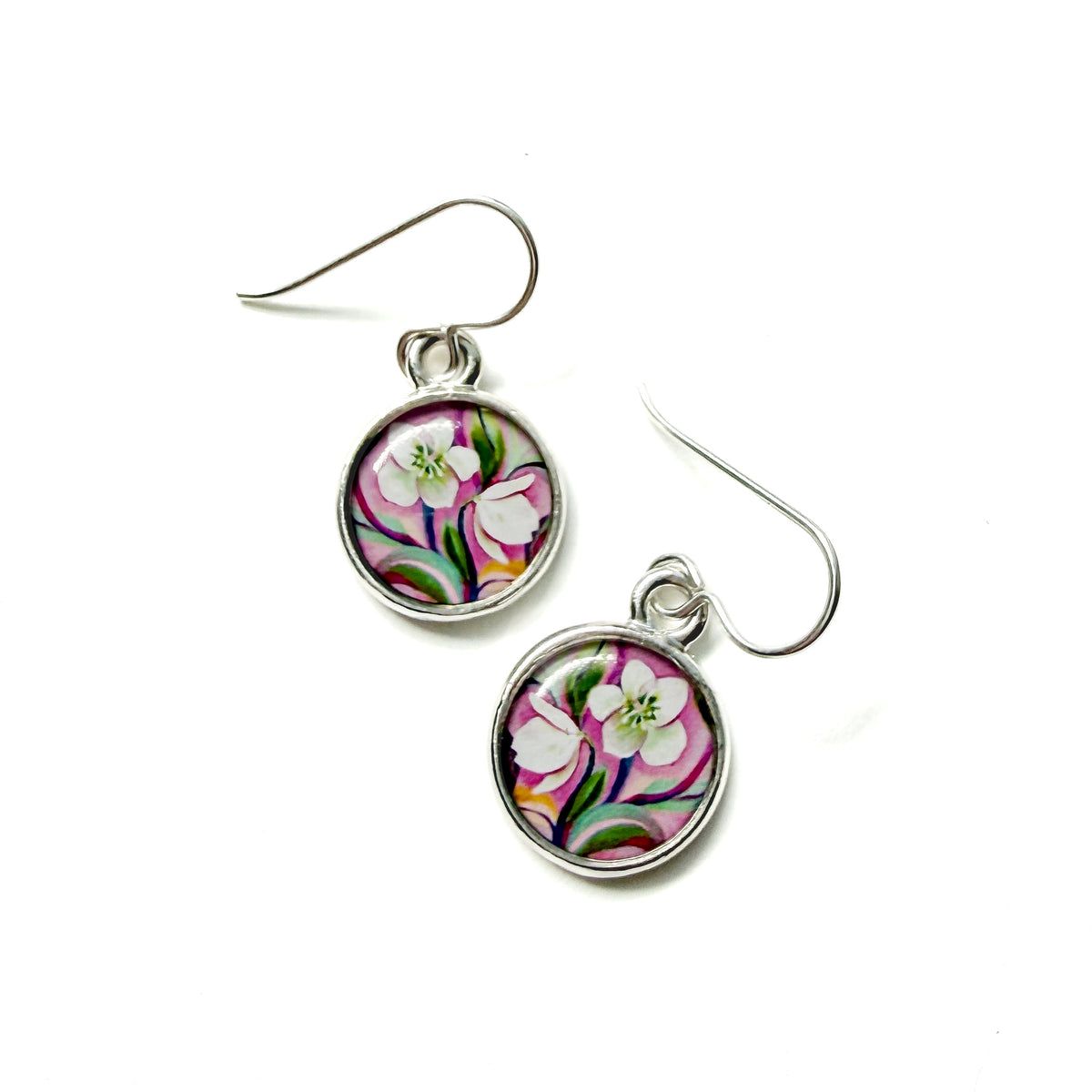 Lenten Rose Silver Earrings