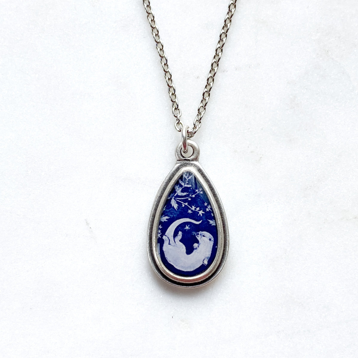 Otter Silver Teardrop Necklace