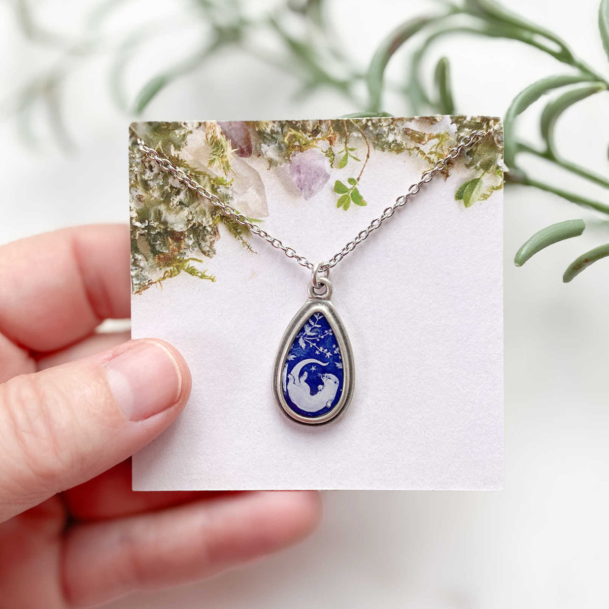 Otter Silver Teardrop Necklace