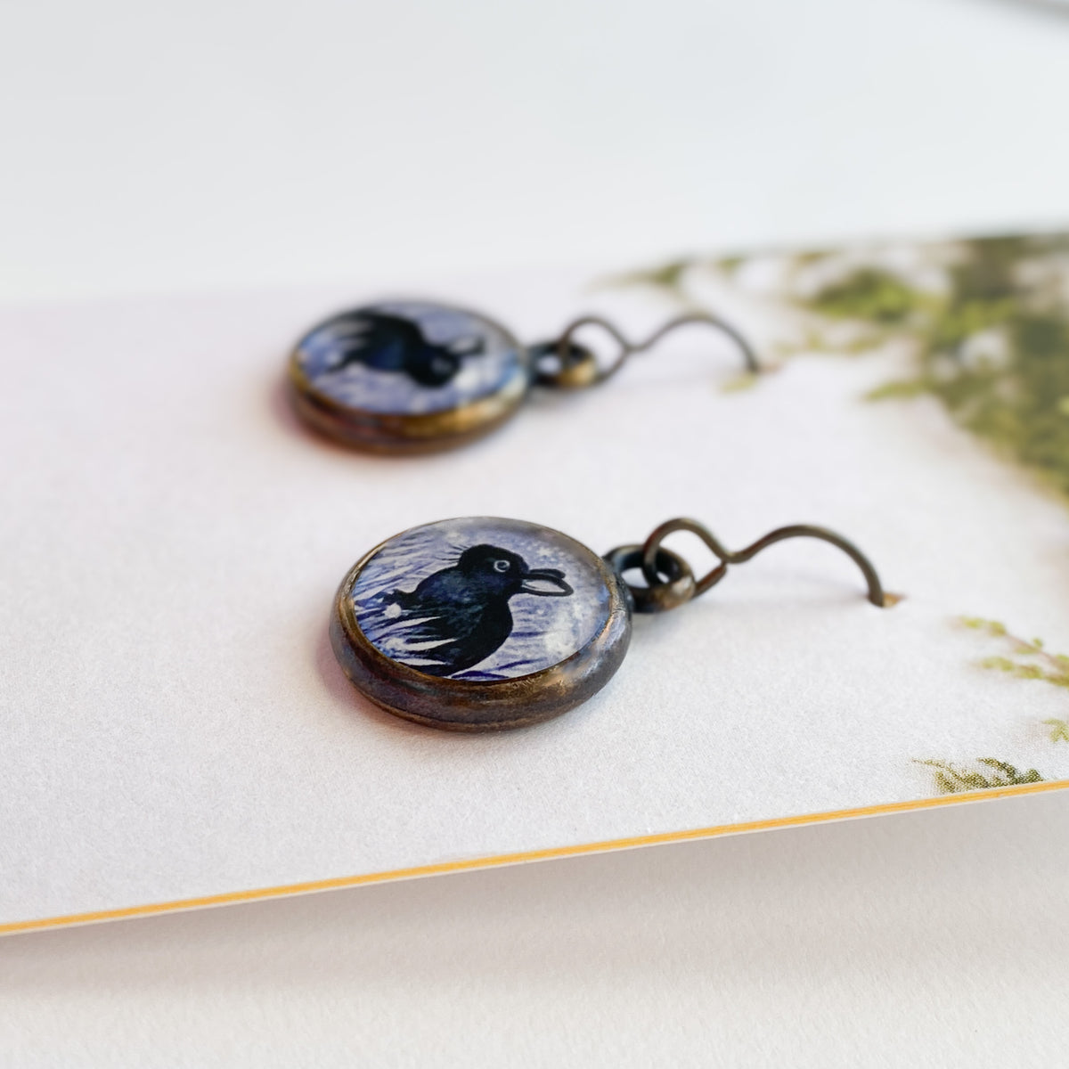 Black Bunny Bronze Earrings