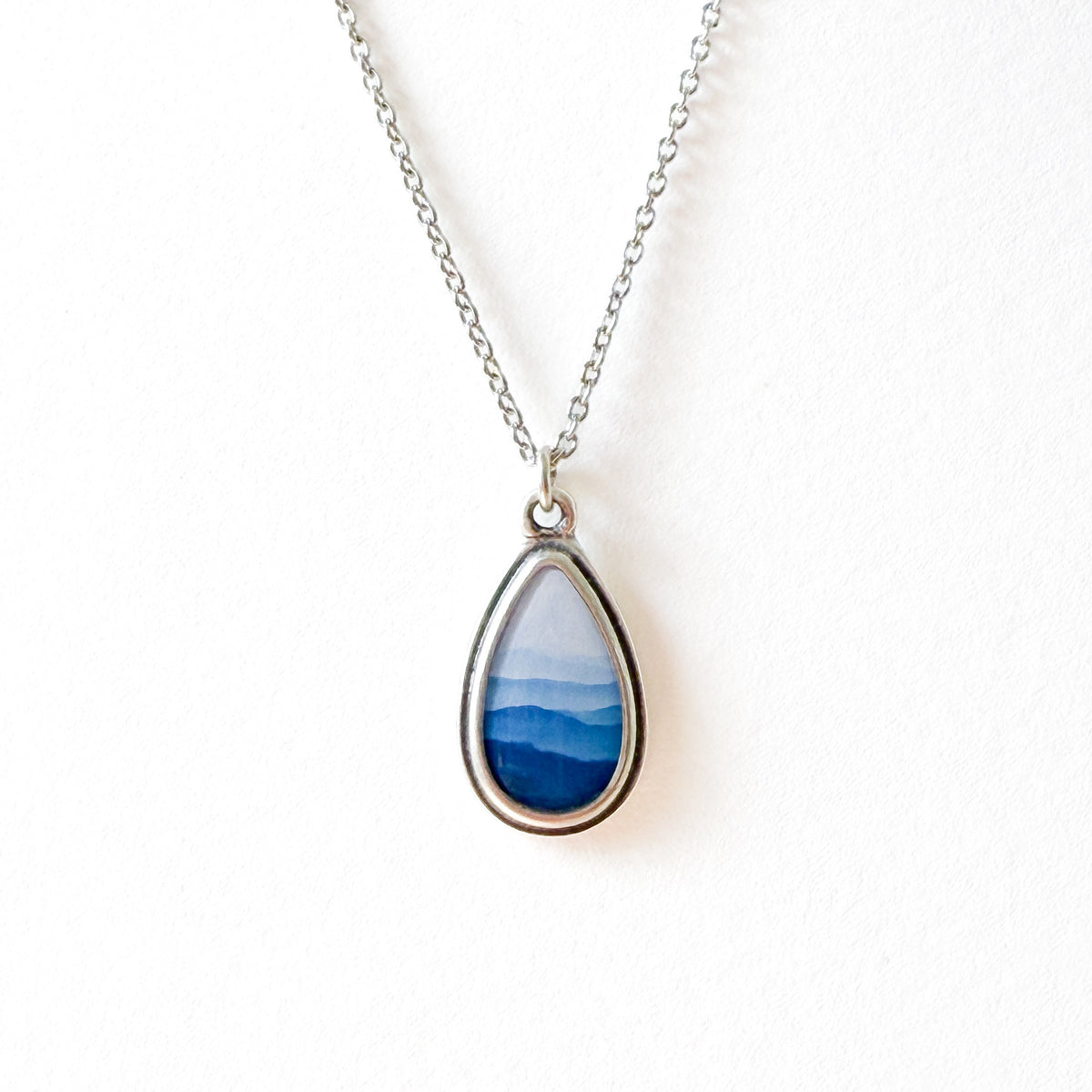 Blue Ridge Mountains Silver Teardrop Necklace