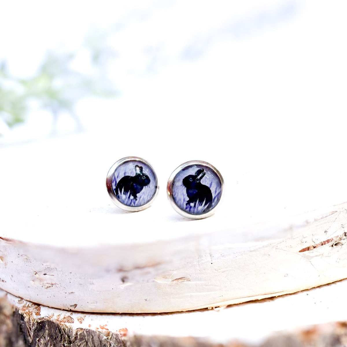 Black Bunny Stud Earrings
