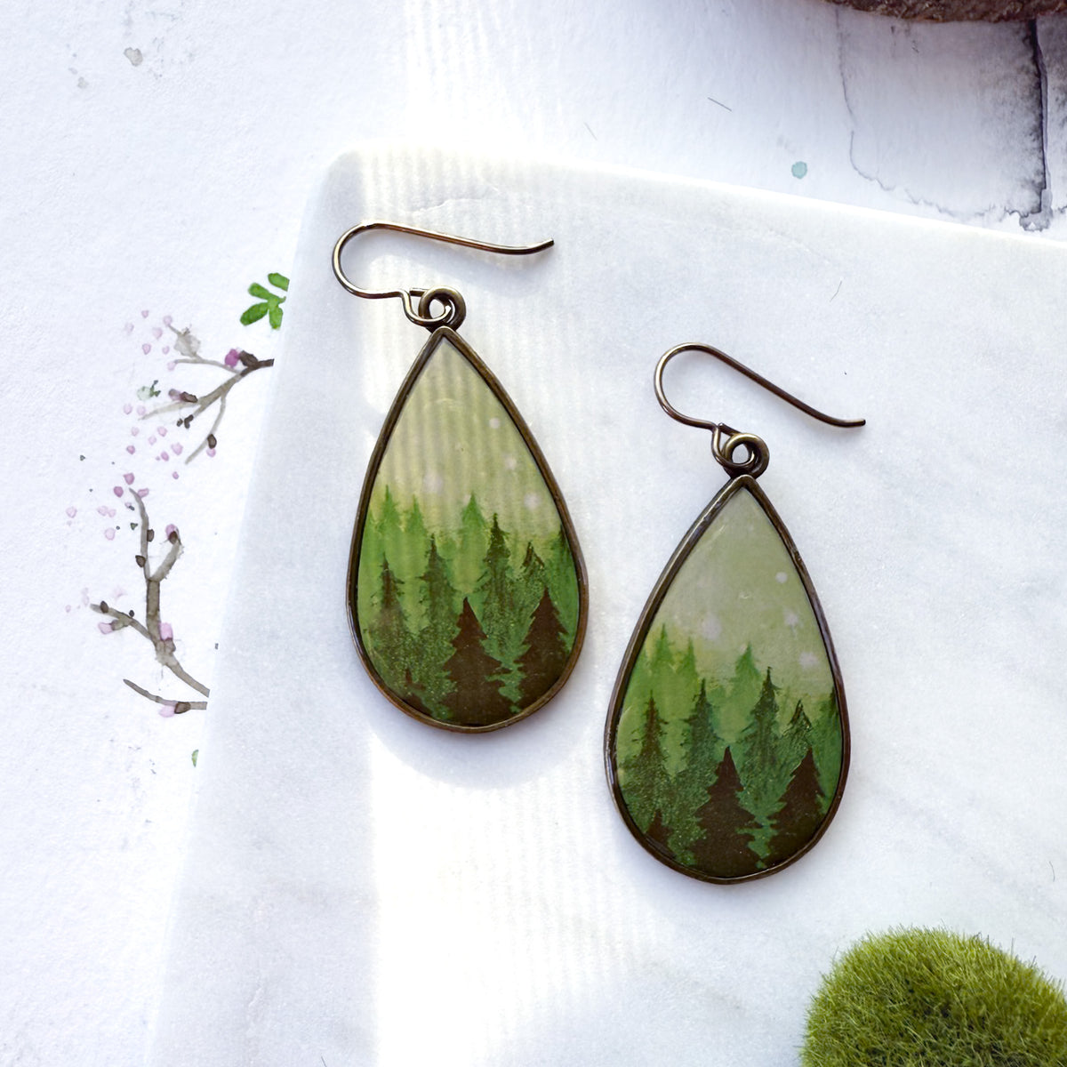 Forest Teardrop Earrings