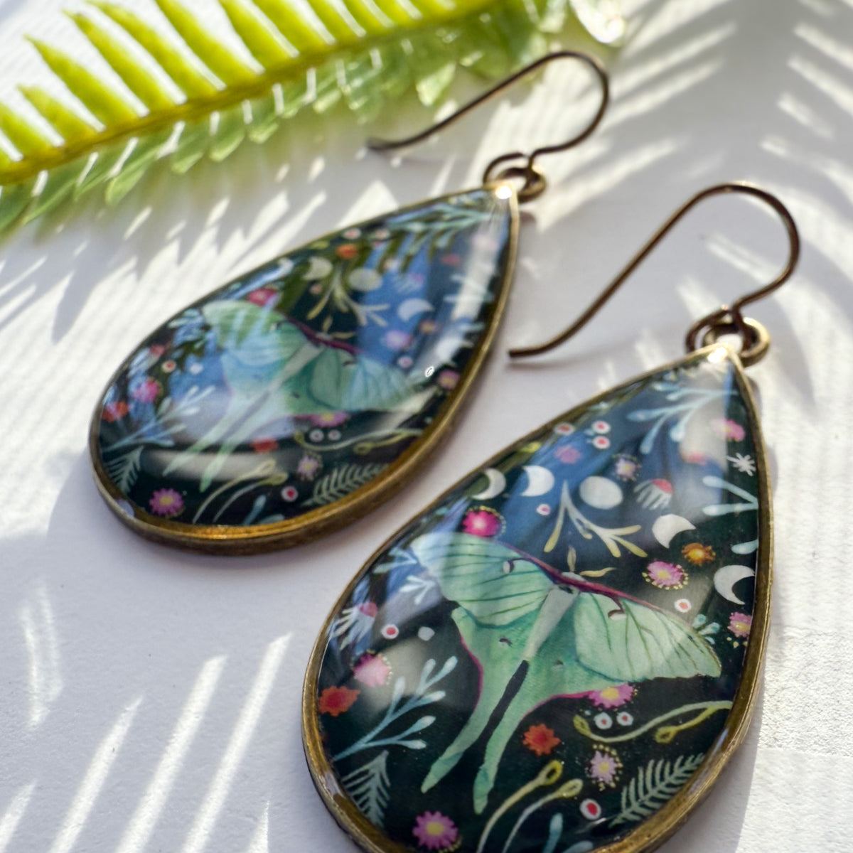 Luna Moth Teardrop Earrings