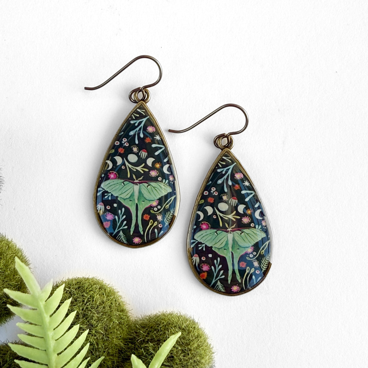 Luna Moth Teardrop Earrings