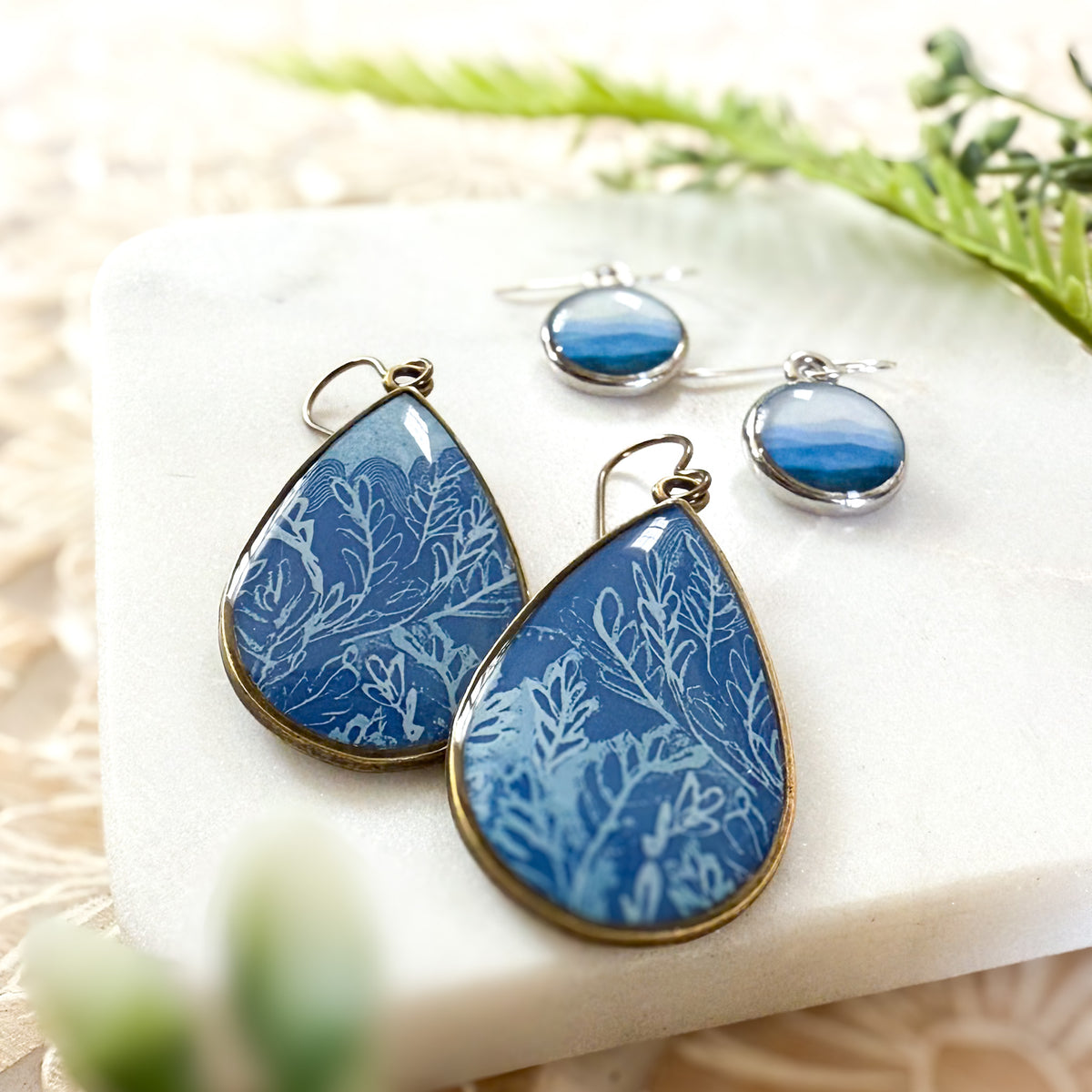 Painter's Blue Period Teardrop Statement Earrings