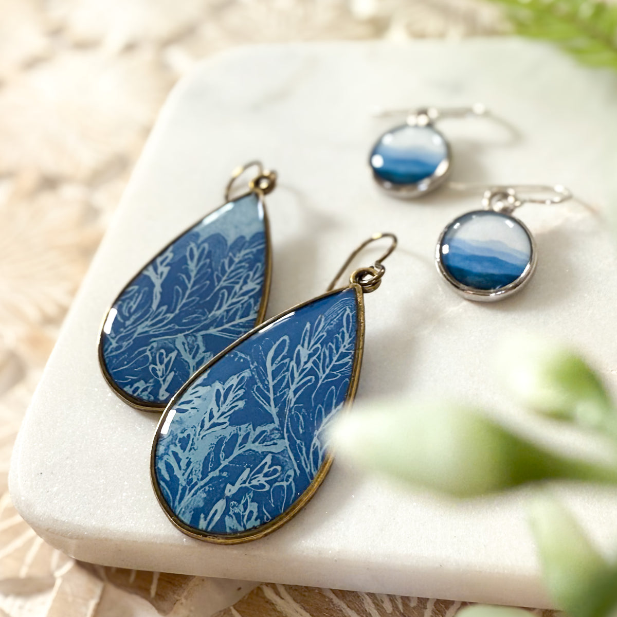 Painter's Blue Period Teardrop Statement Earrings