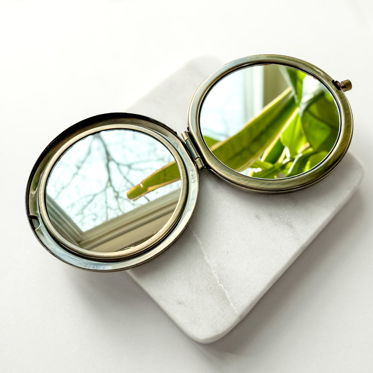 Floral Compact Mirror | Sun, Rainbow Illustration | Travel Makeup Gift