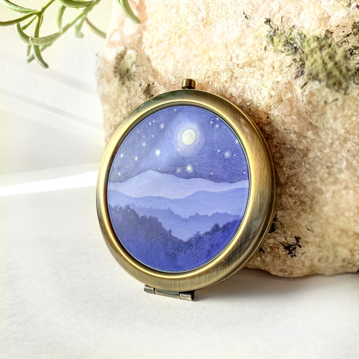 Moonlit Mountains Pocket Mirror