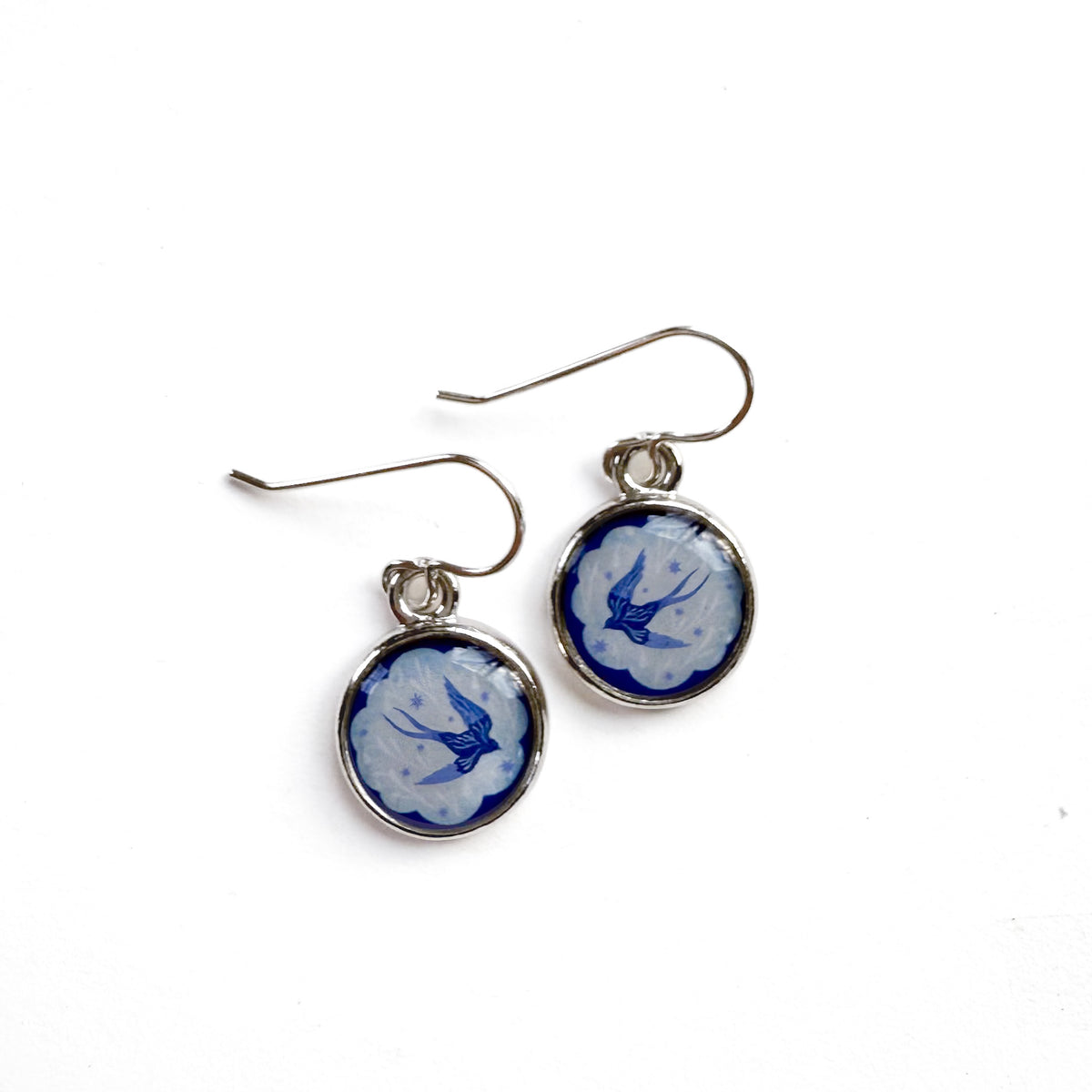 Cloud Bird Silver Earrings