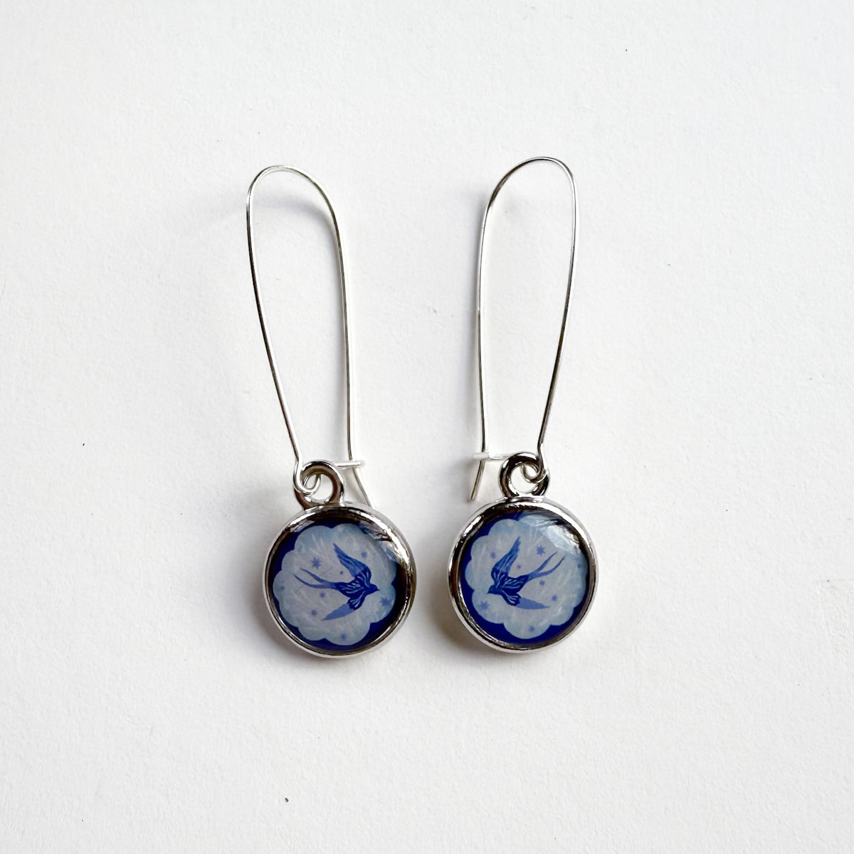 Cloud Bird Silver Earrings