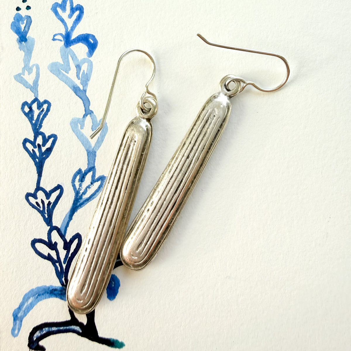 Orion Long Silver Earrings