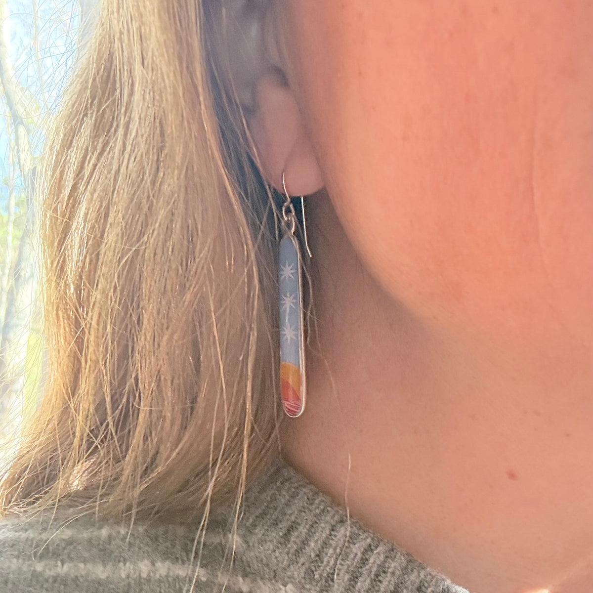 Orion Long Silver Earrings