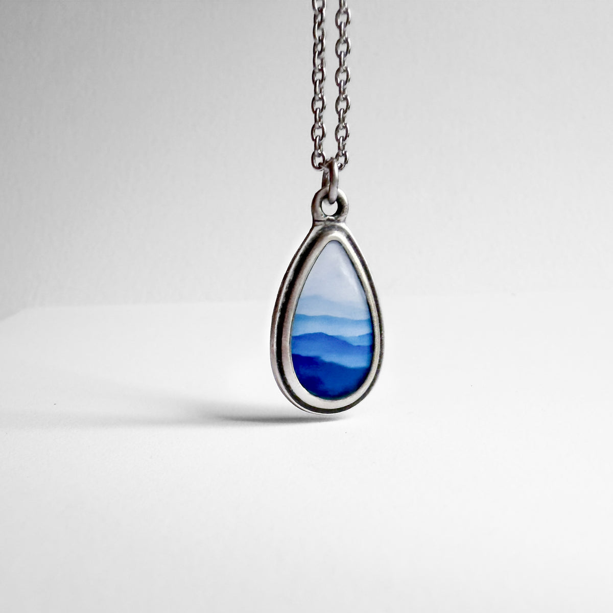 Blue Ridge Mountains Silver Teardrop Necklace