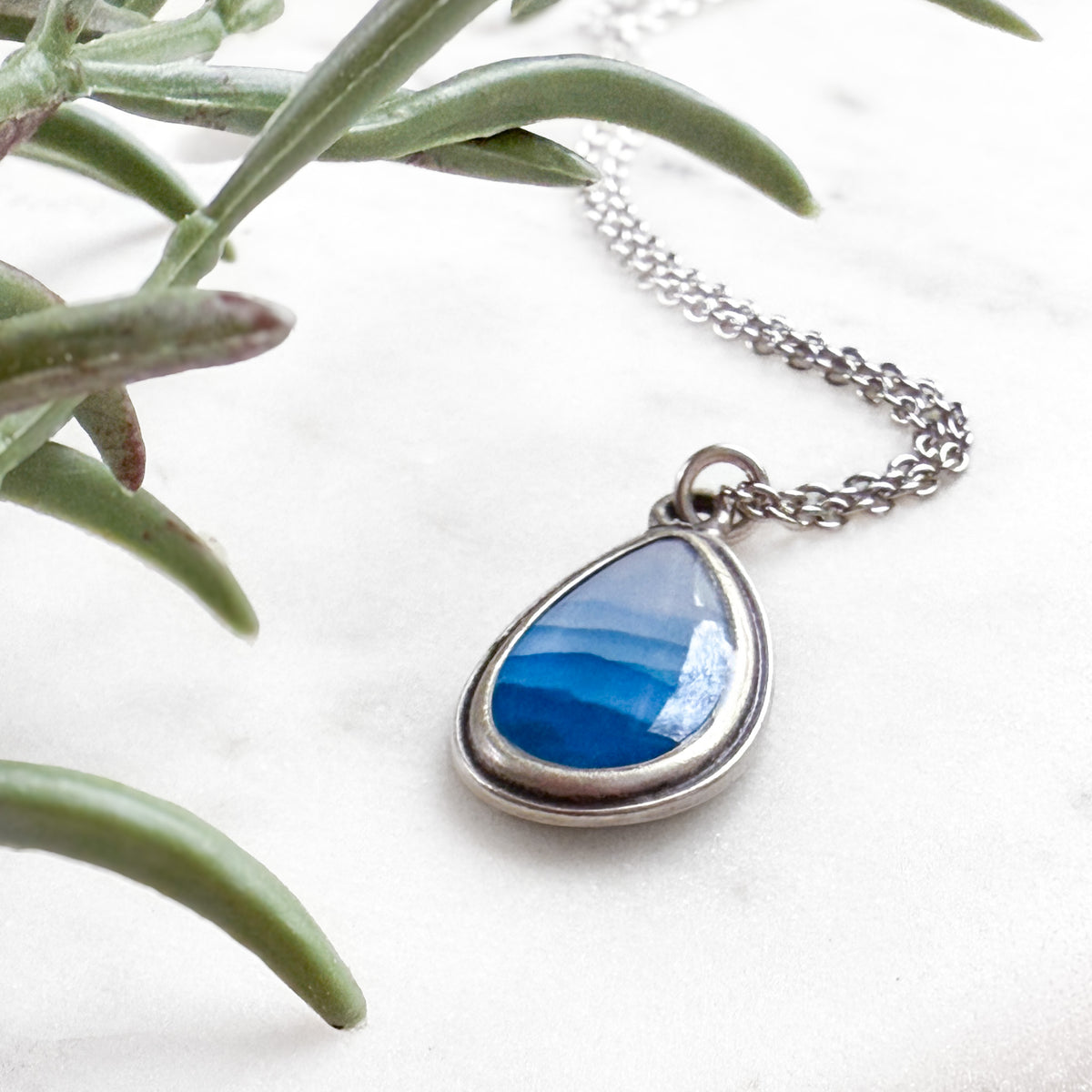 Blue Ridge Mountains Silver Teardrop Necklace