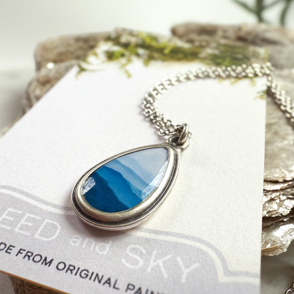 Blue Ridge Mountains Silver Teardrop Necklace