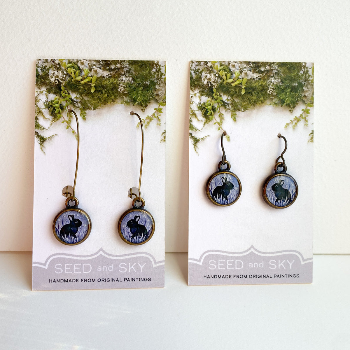 Black Bunny Bronze Earrings