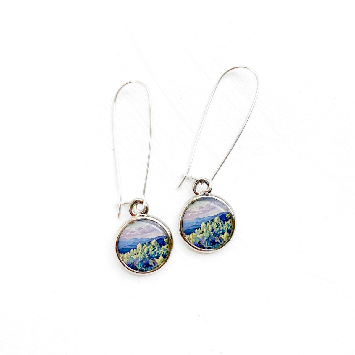 Mountain View Earrings, Artwork by guest artist Hannah Seng