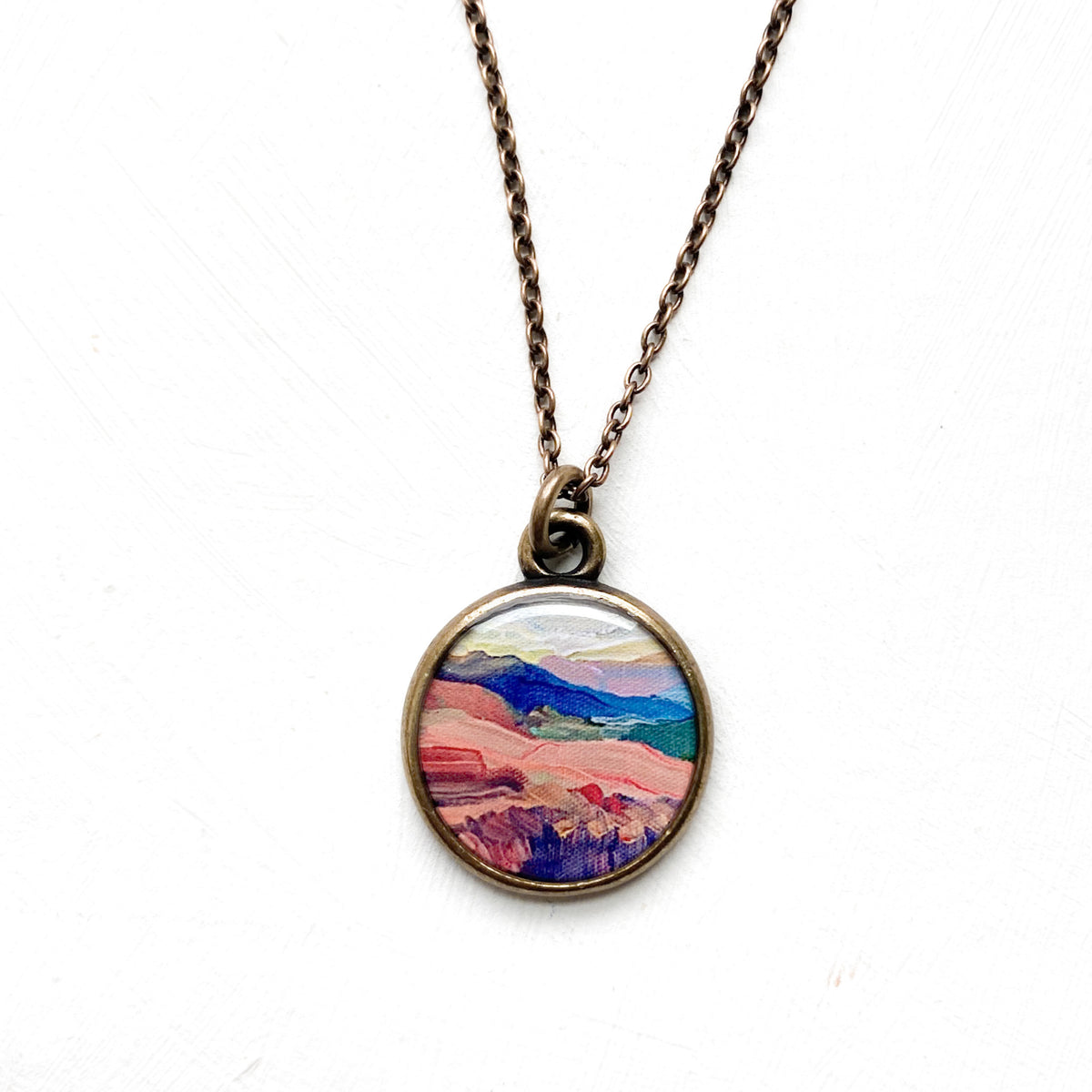 Red Mountains Bronze Necklace, Artwork by guest artist Hannah Seng