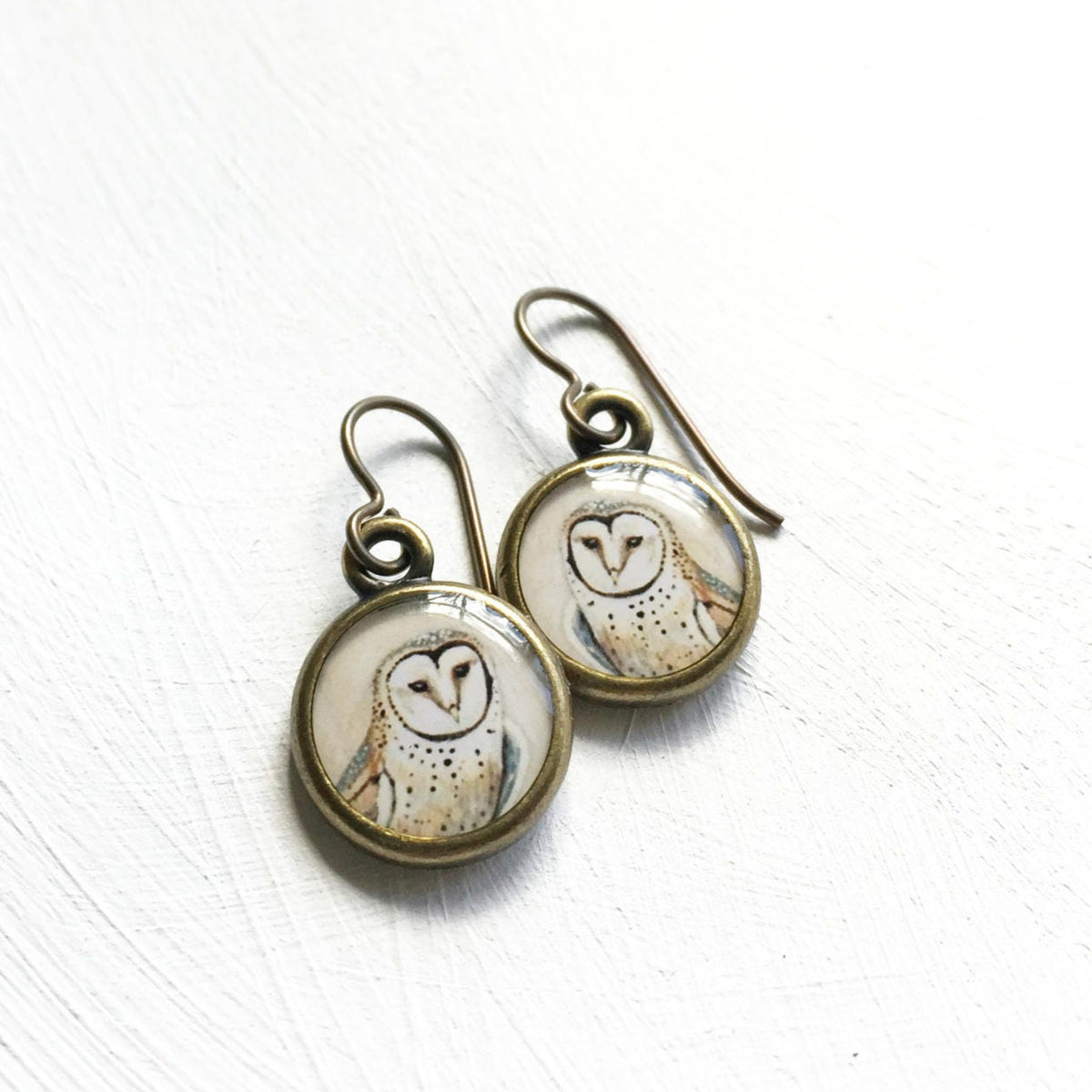 Barn Owl Bronze Earrings