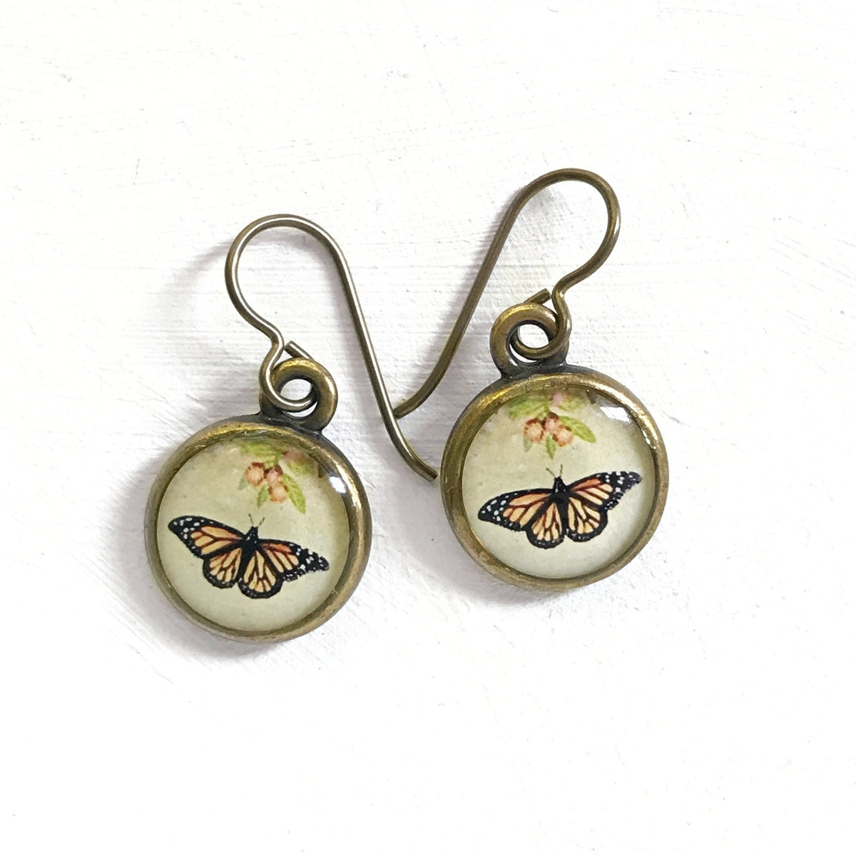 Monarch Butterfly Bronze Earrings