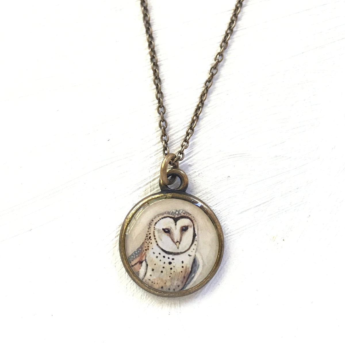 Barn Owl Bronze Necklace