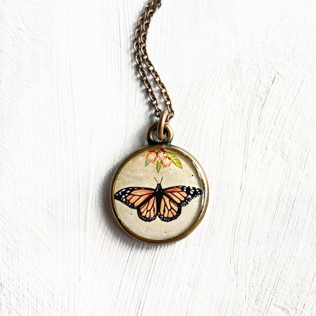Monarch Butterfly Bronze Necklace